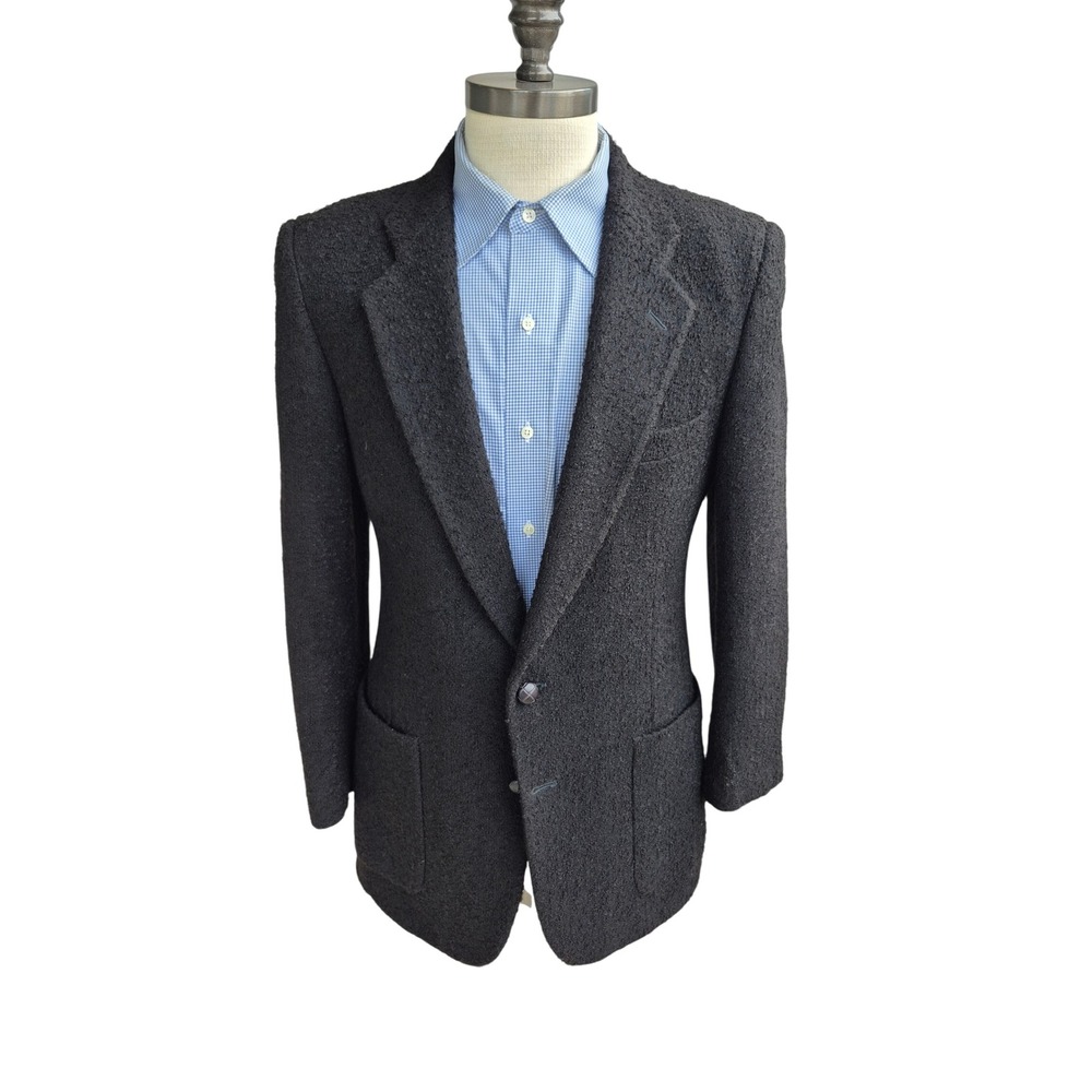 Vintage Fioravanti for Oxford Shops Boucle Wool Sport Coat Blazer Black Sz 40 R